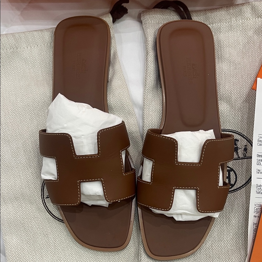 HERMES Oran Sandals- Brown - Picture 2 of 10